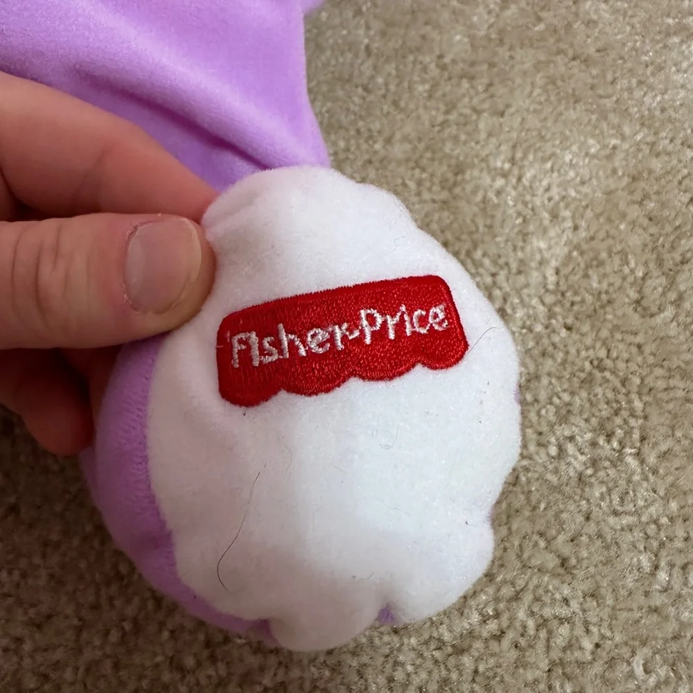 Fisher Price Rumple Cat Bear Purple Blue Nose Plush Soft Toy Vintage 1998 14”